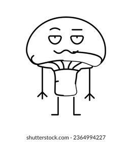 mushroom character line icon vector. mushroom character sign. isolated contour symbol black illustration
