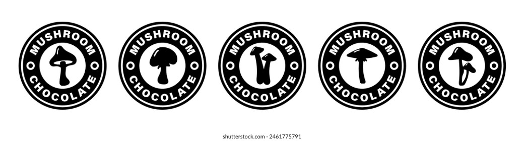 Mushroom Chocolate - vector signs for product packaging label.