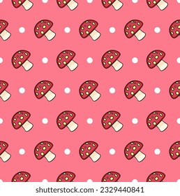 mushroom and circle graphic pattern