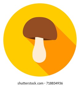 Mushroom Circle Icon. Vector Illustration. Fall Seasonal Forest Object.