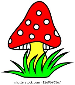 Mushroom clipart. Cartoon vector illustration.