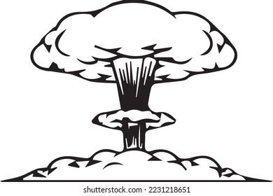 Nube de hongos de Bıg después de expolsıon vector negro y blanco