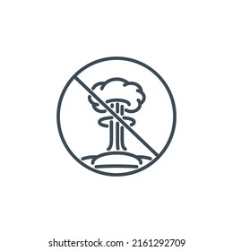 Mushroom cloud after explosion nuclear bomb single outline icon black isolated on white. outline symbol detonation mine. design element atomic war with editable thin line stroke. pictogram armageddon