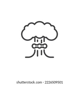Mushroom cloud line icon. linear style sign for mobile concept and web design. Nuclear explosion outline vector icon. Symbol, logo illustration. Vector graphics