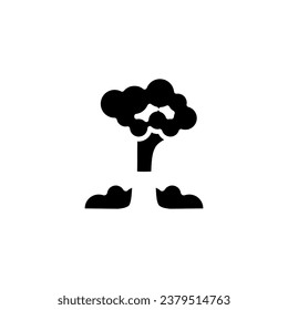 Mushroom cloud of nuclear bomb in black fill icon. War design element template vector illustration in trendy style. Editable graphic resources for many purposes.