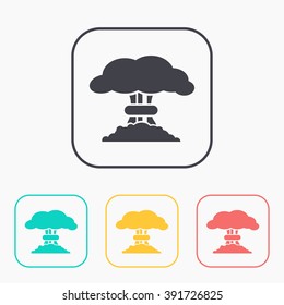 Mushroom cloud, nuclear explosion, color icon set