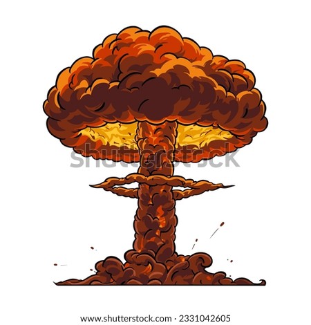 Mushroom cloud of nuclear explosion in pop art style. Vector illustration