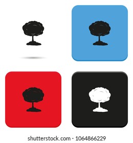 Mushroom cloud, nuclear explosion silhouette. Flat vector icon.