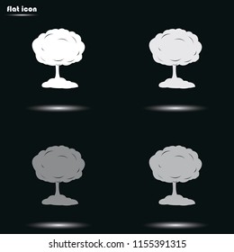 Mushroom cloud, nuclear explosion silhouette. Flat grayscale vector icon.