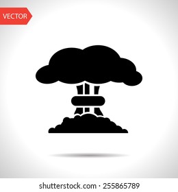 Mushroom cloud, nuclear explosion, silhouette, vector
