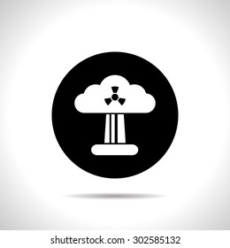 Mushroom cloud, nuclear explosion, silhouette, vector