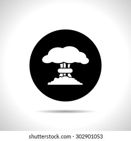 Mushroom cloud, nuclear explosion, silhouette, vector