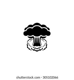 Mushroom Cloud, Nuclear Explosion, Silhouette. Black Simple Vector Icon