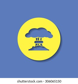 Mushroom cloud, nuclear explosion, silhouette, vector