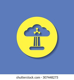 Mushroom cloud, nuclear explosion, silhouette, vector