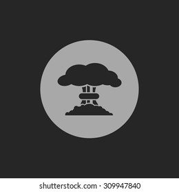Mushroom cloud, nuclear explosion, silhouette, vector