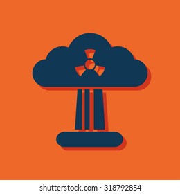 Mushroom cloud, nuclear explosion, silhouette, vector