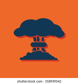 Mushroom Cloud, Nuclear Explosion, Silhouette, Vector