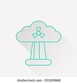Mushroom cloud, nuclear explosion, silhouette, vector