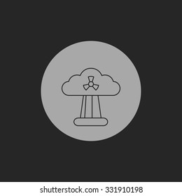 Mushroom cloud, nuclear explosion, silhouette, vector