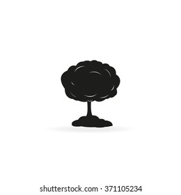 Mushroom cloud, nuclear explosion, silhouette. Flat icon.