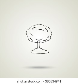 Mushroom cloud, nuclear explosion, silhouette. Flat icon.