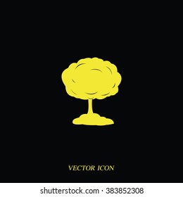Mushroom cloud, nuclear explosion, silhouette. Flat icon.
