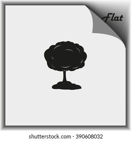 Mushroom cloud, nuclear explosion, silhouette. Flat icon.
