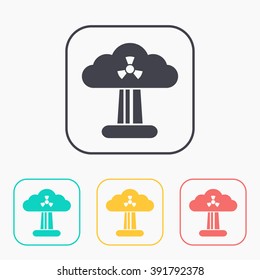 Mushroom cloud, nuclear explosion, silhouette, color icon set