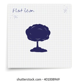 Mushroom cloud, nuclear explosion, silhouette. Flat icon.