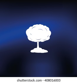 Mushroom cloud, nuclear explosion, silhouette. Flat icon.