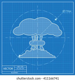 Mushroom Cloud, Nuclear Explosion, Silhouette, Vector