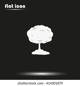 Mushroom cloud, nuclear explosion, silhouette. Flat icon.