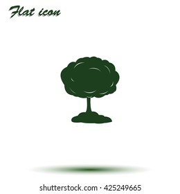 Mushroom cloud, nuclear explosion, silhouette. Flat icon.