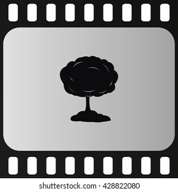 Mushroom cloud, nuclear explosion, silhouette. Flat icon.