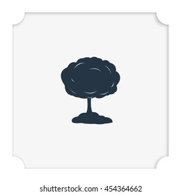Mushroom cloud, nuclear explosion, silhouette. Flat icon.