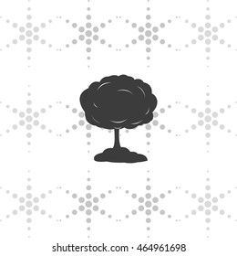 Mushroom cloud, nuclear explosion, silhouette. Flat icon.