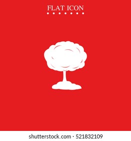 Mushroom cloud, nuclear explosion, silhouette. Flat icon.