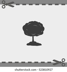 Mushroom cloud, nuclear explosion, silhouette. Flat icon.