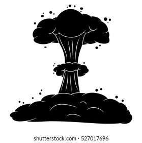 mushroom cloud, nuclear explosion silhouette,  vector symbol icon design. Beautiful illustration isolated on white background