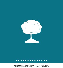 Mushroom cloud, nuclear explosion, silhouette. Flat icon.
