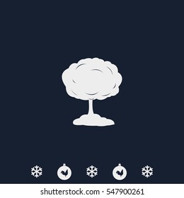 Mushroom cloud, nuclear explosion, silhouette. Flat icon.