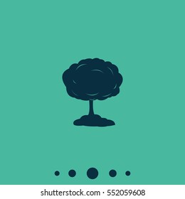 Mushroom cloud, nuclear explosion, silhouette. Flat icon.