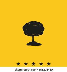 Mushroom cloud, nuclear explosion, silhouette. Flat icon.