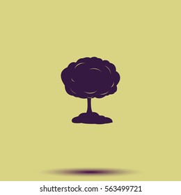 Mushroom cloud, nuclear explosion, silhouette. Flat icon.