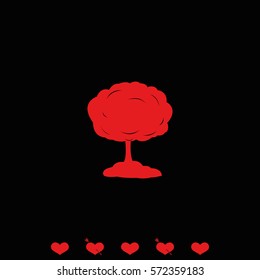 Mushroom cloud, nuclear explosion, silhouette. Flat icon.