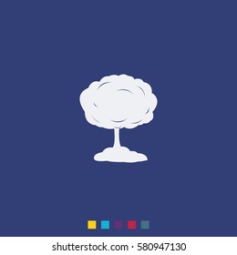 Mushroom cloud, nuclear explosion, silhouette. Flat icon.