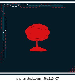 Mushroom cloud, nuclear explosion, silhouette. Flat icon.