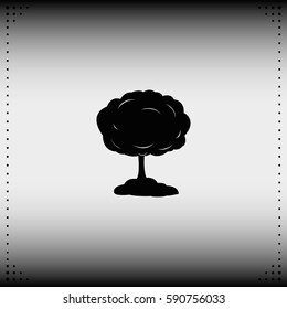 Mushroom cloud, nuclear explosion, silhouette. Flat icon.