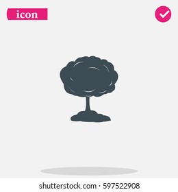 Mushroom cloud, nuclear explosion, silhouette. Flat icon.